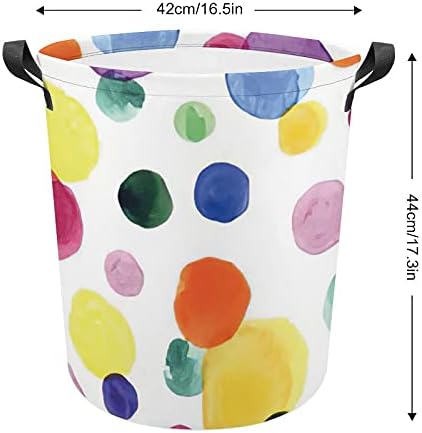 Foduoduo Cesta de cesta de aquarela Rainbow Stripe Tema Lavanderia cesto com alças Saco de armazenamento de roupas sujas dobráveis ​​para quarto, banheiro, livro de roupas de brinquedo