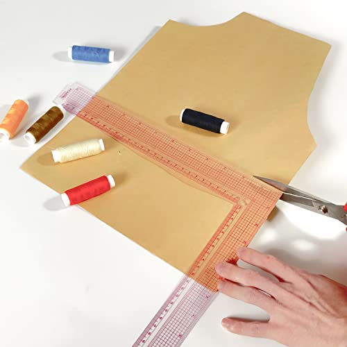 Conjunto de régua de costura Kearing, ferramenta de medição de régua de plástico de 6 a 16 polegadas para design de roupas,