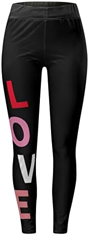 Pink dos namorados da cintura alta leggings Mulheres adoram impressão de ioga correndo leggings Ultra mole escova de calças de ginástica