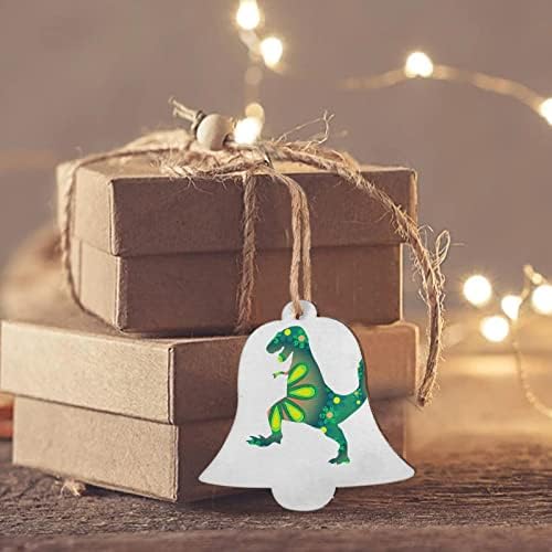 Ornamentos pendentes de Natal de madeira de Bgiwyl para pendurar decoração Tyrannosaurus rex adequado para férias, decorações de festas, decorações de árvores, janelas da lareira e portas Bell Shape