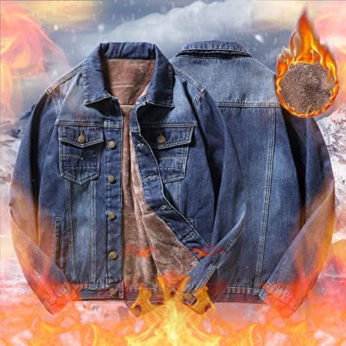 Jackets de jeans ubst para homens, inverno espessado e retro casual casual casual lã de lã de pelúcia com bolsos múltiplos