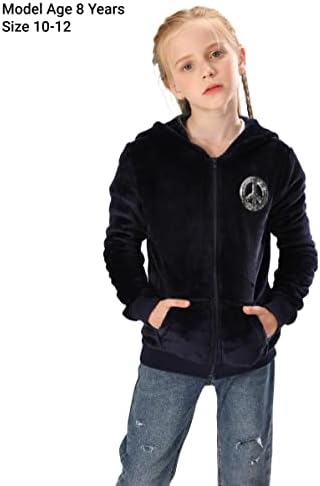 V. & Grin Girl Zip Up Hoodie Sweatshirt Jacket Fuzzy Fuzzy com bolso para meninas de 5 a 16 anos