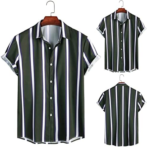 Camisas listradas de verão masculinas usam camiseta de verão de manga curta tops de estampa listrada respirável camisetas de boliche padrão