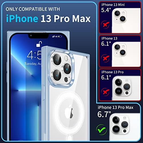 Caixa quadrada de Tzomsze para iPhone 13 Pro Max Magnetic Case [Compatível com Magsafe] [Não amarelado] Corners reforçados Iphone