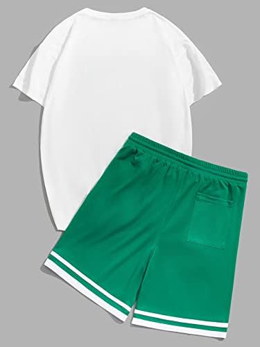 WDIRARARA Men's 2 peças roupas letra de letra de letra de cor e shorts de cordão