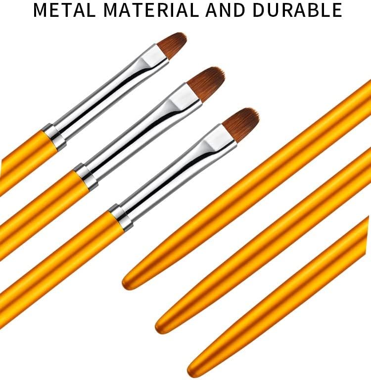 DLOETT 3PCS/Set Nail Art Metal Metal Drago Gel Extension Buncil Brush Manicure Pintura de flor Ferramentas de pétalas kit