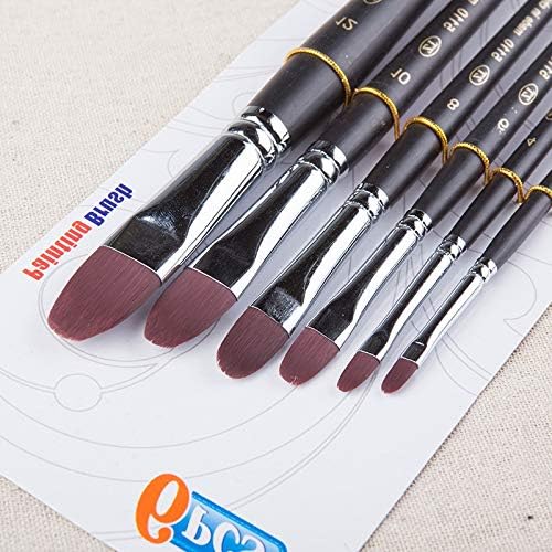 SXDS 6pcs/conjunto de madeira alça de madeira artista de tinta de tinta de tinta pincel pincel nylon maçaneta de madeira multi -propósito