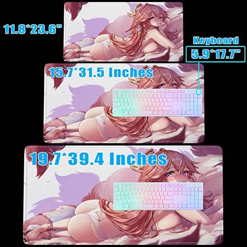 Hentaihouse Sexy Girl Large Gaming Mouse Pad, durável 23.6x11.8 x0.12in Prave de mouse de teclado estendido grande com bordas costuradas,