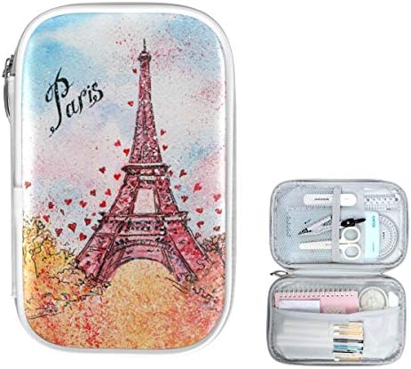 ZZKKO Autumn Paris Eiffel Towel Saco de lápis Caixa com zíper Organizador de lápis Purse da bolsa de maquiagem cosmética para bolsa