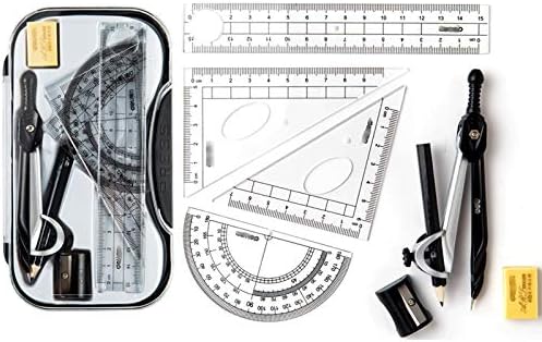 Conjunto de plotadores de combinação de kit de geometria de matemática muteiki, 8 peças Kit de geometria matemática Conjunto