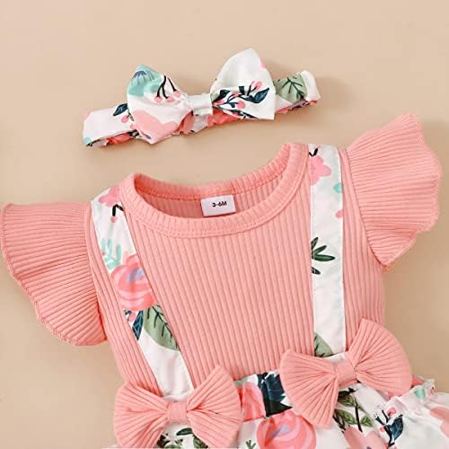 Recém -nascidos Menina Menina Infantil Garota Floral Roda Suspender de Ruffle Com Bandeira recém -nascida Girls Summer Roupas de