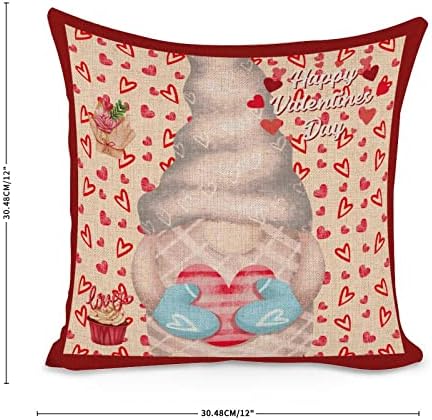 Feliz Dia dos Namorados Gnome Loves 12inx12in Capas de travesseiros