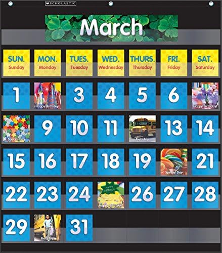 Scholastic Classroom Resources Pocket Chart Monthly Calendar, Black