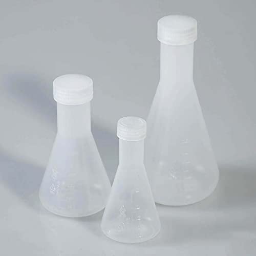 Balão de Erlenmeyer de plástico adamas-beta 125ml Frasco de ebulição com tampa de química da boca estreita Baço plano