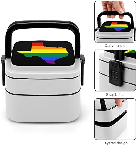 Texas Gay Pride Dupla Camada Bento Box Box Recipiente de refeição para trabalho Piquenique Offce