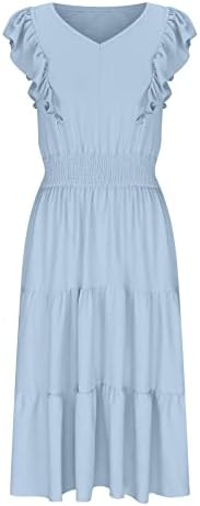 Vestidos midi de verão feminino casual v pesco