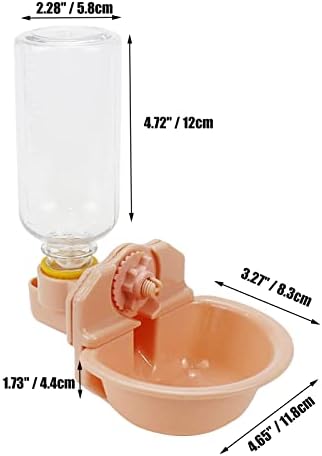 Distribuidores de água de gato de cão passado tigelas de cachorro de dispensador de água automática para água para água de gaiola de gaiola de garrafas de água de gravidade automática para gato de cachorro de coelho de pássaro, conjunto de 1, rosa