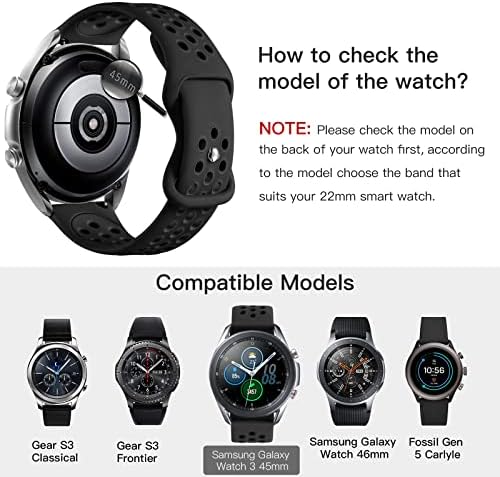 Rubinom Compatível para Samsung Watch 3 Bands 45mm/Galaxy Watch Bands 46mm/Gear S3 Frontier/Clássico Relógio, 22mm Relógio