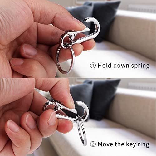 Clipe de gancho de 6 pacote com anéis de chave, chaveiro de chaveiro de metal organizador de cadeia de chaveiros para localizador