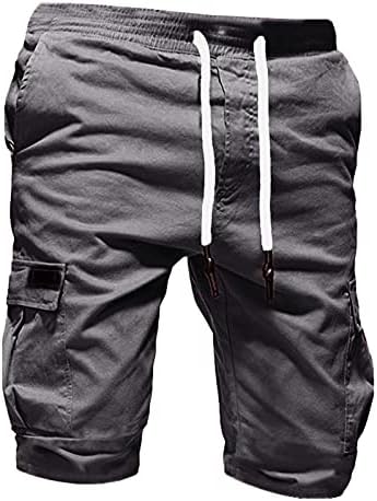 Shorts de carga esportiva masculina pura cor de cor de cor casual casual calça de moletom de cordão