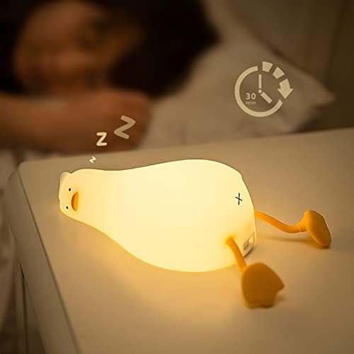 Gowenic fofo pato noturno de pato, silicone lâmpada de cabeceira cronometrada Kawaii Light Up Lims Lyved Pato Touch