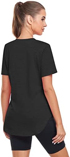 Camisas de treino para mulheres de manga curta leve V Neck Running Dancing Yoga Tops