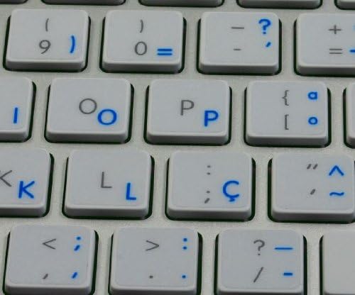 Adesivo português para o teclado azul de fundo transparente funciona com maçã