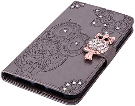 Oopkins Flip Wallet Case Compatível com o iPhone 12 Pro Max Owl em gravação com capa Diamond Design Flip com carteira