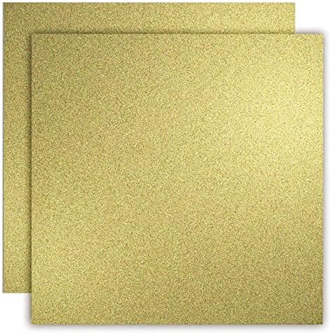 Yinuoyoujia Gold Glitter Cardstock Papel 12 Folhas 12 x 12 Glitter Glitter Cardstock Construction Premium Skyly Paper