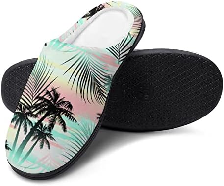 Tropical Summer Palm feminino Flipers de algodão Sapatos caseiros laváveis ​​para o quarto de spa Hotel