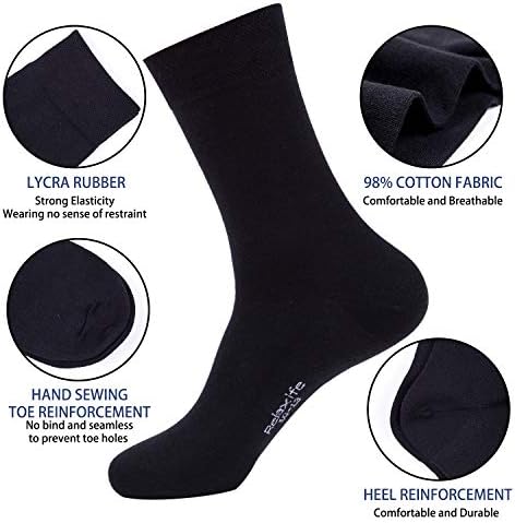 Meias de vestido de algodão clássicas masculinas finas para negócios de escritório não vinculativo Socks Casual Casual Black 6 pacote