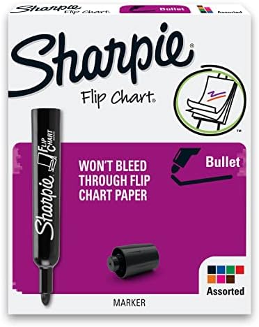 Sharpie 22478 Flip Chart Markers, Bullet Tip, Colors podem variar, 8 contagens, cores podem variar