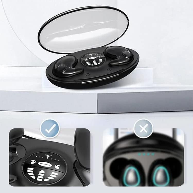 Riyune Invisible Sleep Wireless evido IPX5 à prova d'água, carga USB-C, IPX5 à prova d'água, controle de toque, pequenos fones de ouvido