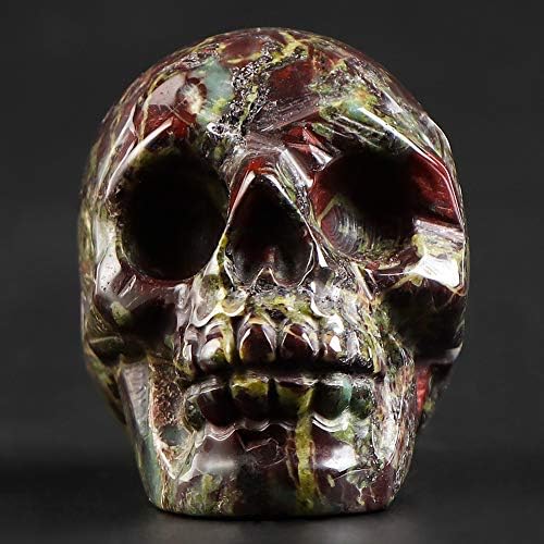 Artistane 2.0 Dragon Bloodstone Halloween Cristal Decor Cristais Figurina e Pedras de Cura Estátua Escultura de Cabeça Humana Esculpada Escultura de Cabeça