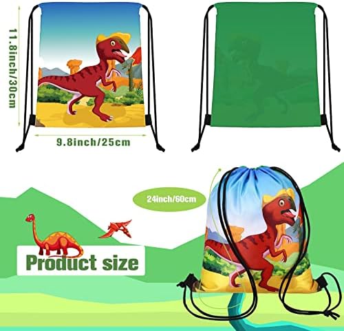 Weewooday 20 PCs Dinosaur Party Favors Bags Dinosaur Drawstring Bolsa de dinossauros Bolsa de Backpack Dino Backpack para crianças Candy de aniversário e lanches Bolsa de armazenamento de viagens escolares