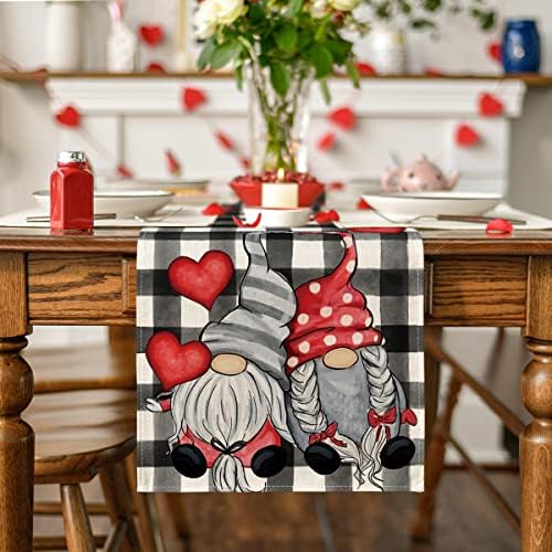 Modo ARTOID Aquarela Buffalo corações xadrezas de xadrez adoram o corredor da mesa de dia dos namorados, decoração de
