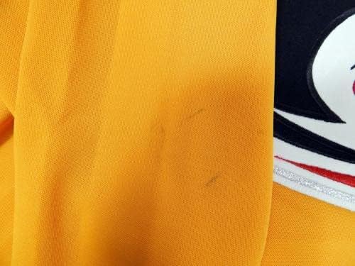 O jogo da Carolina Hurricanes usou Jersey de Prática Yellow 58 DP32432 - Jogo usado NHL Jerseys