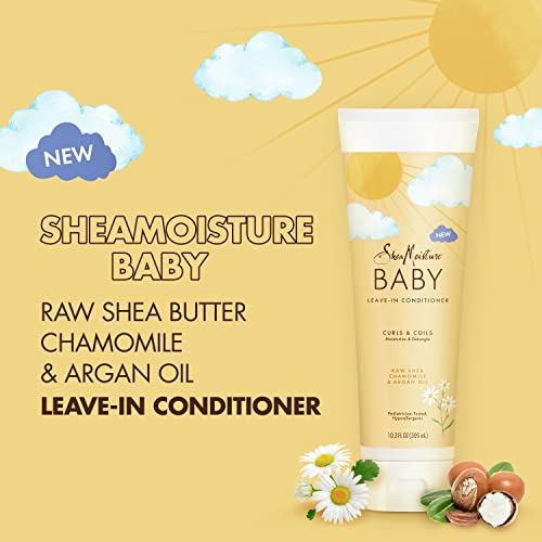 SheaMoisture Baby Leave-in Condicionador para cabelos encaracolados Shea crua, camomila e óleo de argan hidrata e