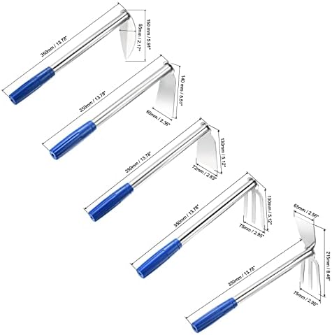 Ferramenta de jardinagem de enxada de enxada Patikil 5-em-1, enxada de jardim em aço inoxidável e leme de mão do cultivador