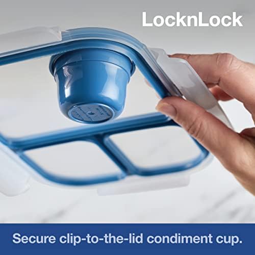 LOCKNLOCK ON THE GO refeições Três Compartimento Dividido Lunhana Contêiner com Molho Copo Para Escola ou Trabalho,