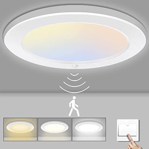 Luz de teto LED de sensor de movimento pakeste, luminárias de montagem de descarga de LED de 18W 1600lm, 3000K/4000K/6000K