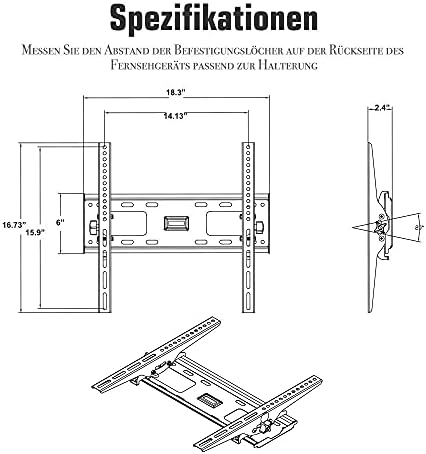 Suporte de parede de aço inoxidável Stand para a maioria das TVs curvas planas de 32 a 65 polegadas, monitor ajustável em altura