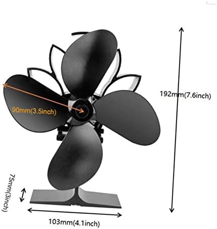 Abaodam Indoor Fan Log Burner Fan Fan Fan Fan Silent Stove Aquecedor de madeira fogão preto parede pendurada fã de energia térmica