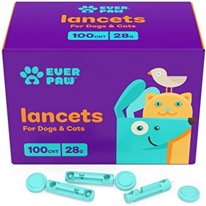Everpaw Twist Top Lancets 28 Beda, 100 contagem | Agulha fina e estendida | Para testes de glicose no sangue em cães e gatos