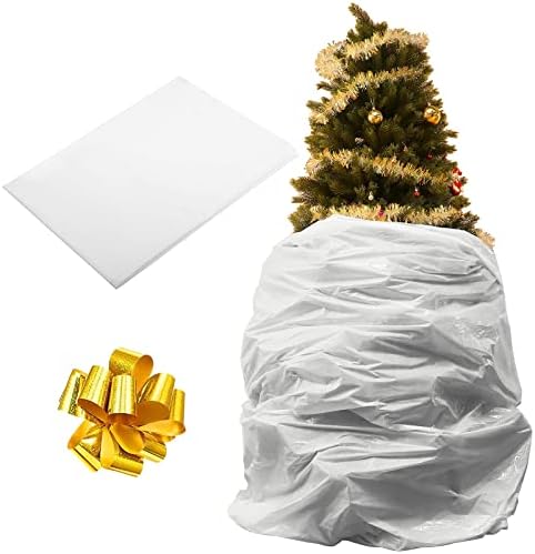 Saco de armazenamento de descarte de árvore de Natal de 1 peça e 1 peça de fita dourada