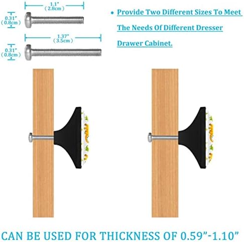 4 PCS Gaveta Pull Pull para armários de cozinha de cômoda guarda -roupa fofo de desenho animado amarelo e verde Padrão de dinossauros