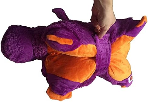 Purple Dragon Zoopurr Pets 19 Grande, 2-em 1 Animal de pelúcia e travesseiro | Almofada Expandível | Conforto de