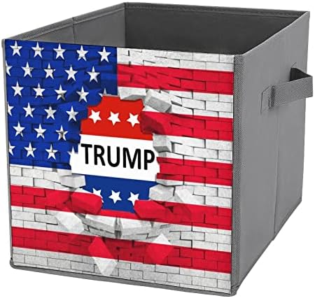 Bandeira dos EUA e Trump Caixas de armazenamento dobráveis ​​Cubos Organizador Caixas de armazenamento de tecido da moda insere gavetas