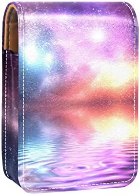 Mini Caso de Lipstick com Mirror for Purse, Galaxy Universe Portable Case Holder Organization