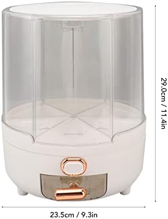 Dispensador de grãos, caixa de armazenamento de grãos Tampa removível 6 Compartimentos Branco Transparente fácil de usar em 360 graus para a cozinha